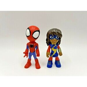 Spidey and His Amazing Friends Ms. Marvel + Spidey Action Figure 4" Lot of 2